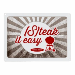 Weber-metalen Bord 'Steak It Easy' In Reliëf