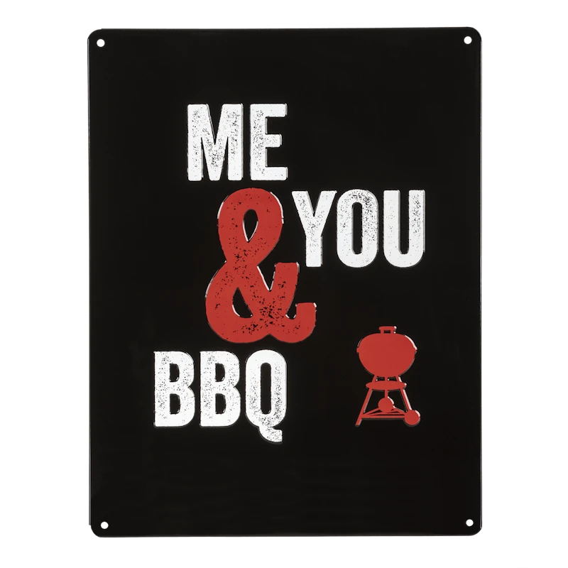 Weber-metalen Bord 'Me & You & BBQ' In Reliëf 3 Weber-metalen Bord 'Me & You & BBQ' In Reliëf